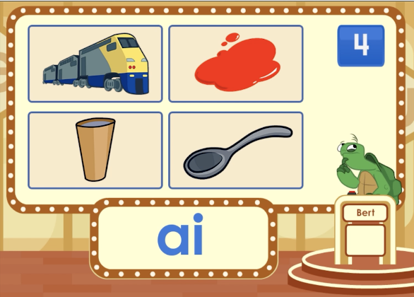 Vowel pairs ai, ay, ea, ee game from ABCmouse.com. 